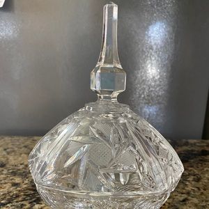 Vintage Heavy Crystal Cut Glass Footed Candy Dish